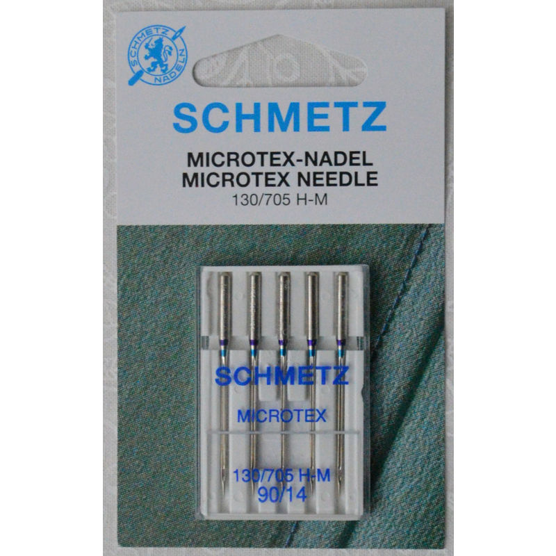 Schmetz Machine Needles, MICROTEX Size 90/14, Pack 5 Needles, 130/705H-J System
