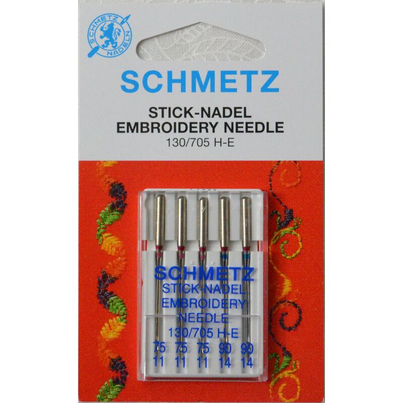 Schmetz Machine Needle EMBROIDERY Assorted Size 75/90, 5 Needles per pack