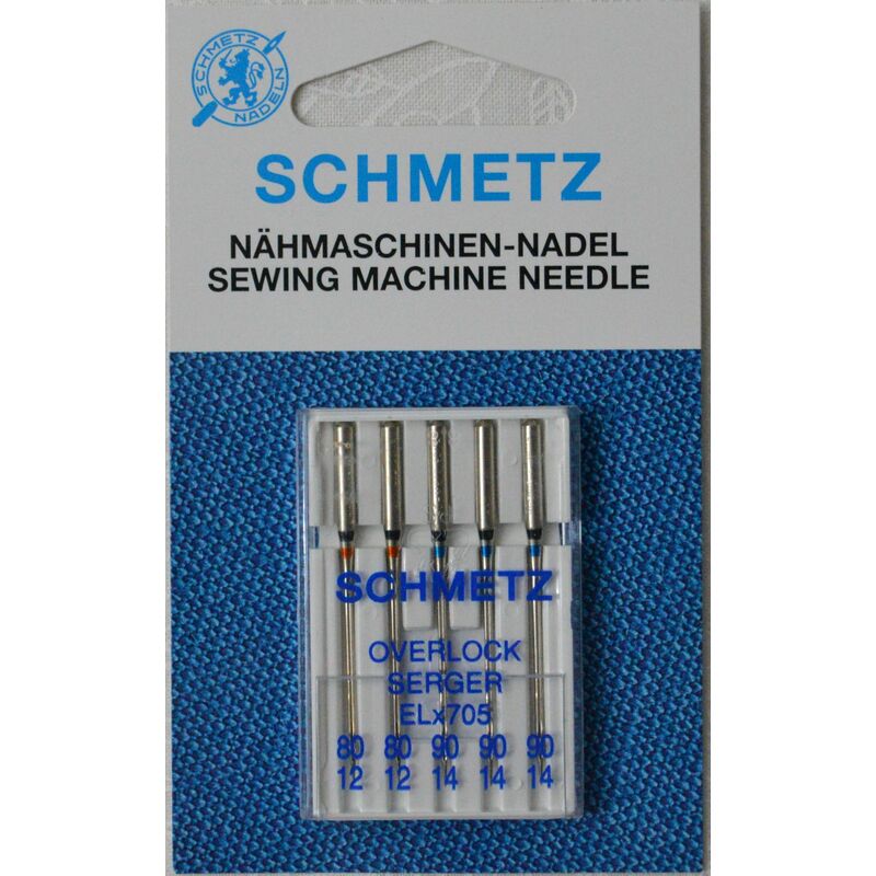 Schmetz Machine Needle OVERLOCKER ELx705, Size Mix 80 - 90, Pack Of 5 Needles