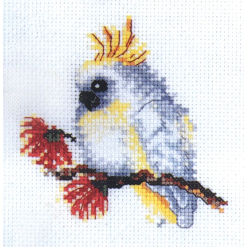 DMC Baby Cockatoo, Australiana Cross Stitch Kit 15 x 15cm 18ct Aida, AXRS.002
