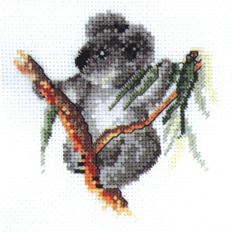 DMC BABY KOALA, Australiana Cross Stitch Kit 15 x 15cm 18ct Aida, AXRS.003