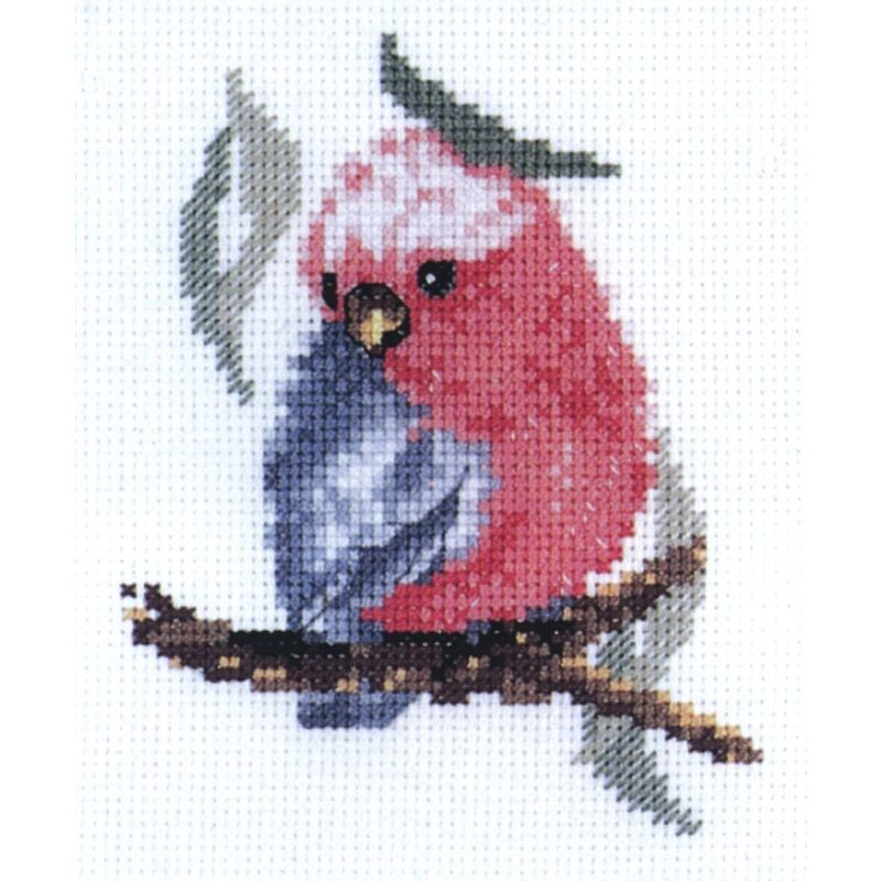 DMC Baby Galah, Australiana Cross Stitch Kit 10 x 10cm 18ct Aida, AXRS.004