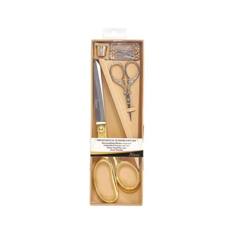 Klasse Premium 21.5cm Dressmaking Shears, 9cm Embroidery Scissors, Pins, Thimble