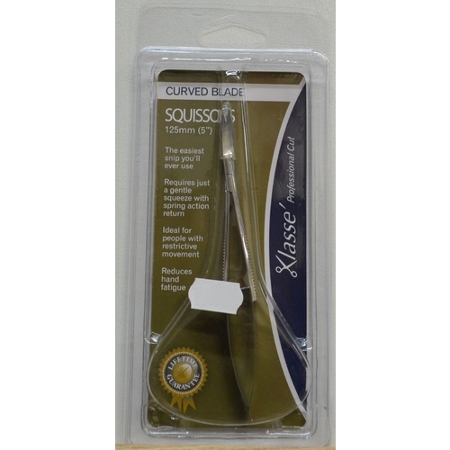 Klasse Professional Cut Curved Blade Squissors, Scissors, 125mm, 5"