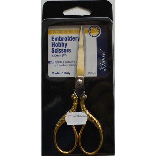 Klasse Embroidery & Hobby Scissors, 130mm 5", Gold Plated Handles