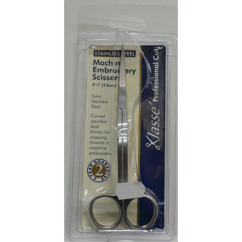 Klasse Stainless Steel Machine Embroidery Scissors 140mm Curved Blade Bent Handle