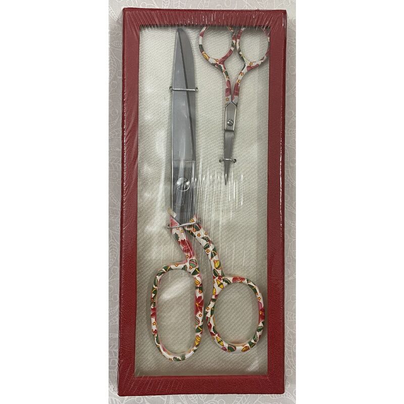 Beautiful Scissor Set Floral Handle 205mm Dressmaking & 100mm Embroidery Scissors