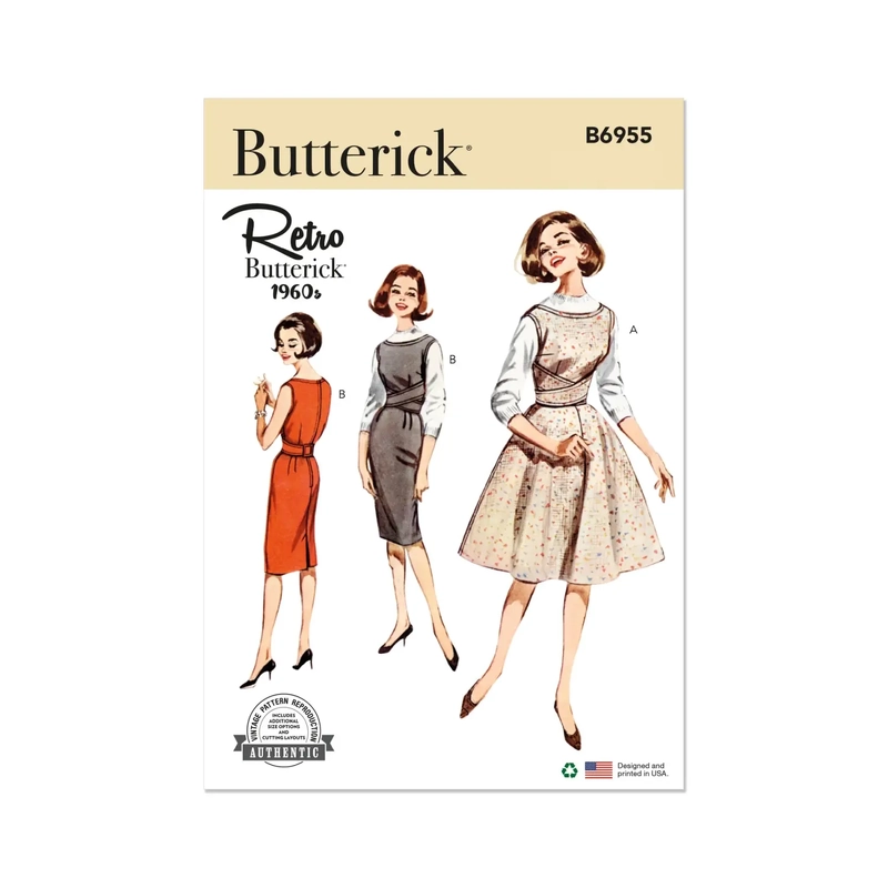 1960s Misses' Shallow Necked Jumper Sizes 8-16, Butterick Sewing Pattern 6955b5