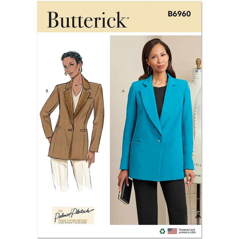 Misses' Jackets Sizes 18-26, Butterick Sewing Pattern 6960y5