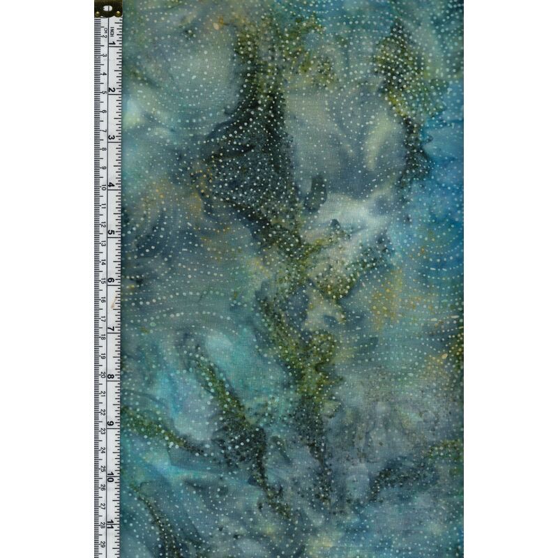 Batik Australia BA45-103 Swirl Dots Blue Green, 110cm Wide Cotton Fabric