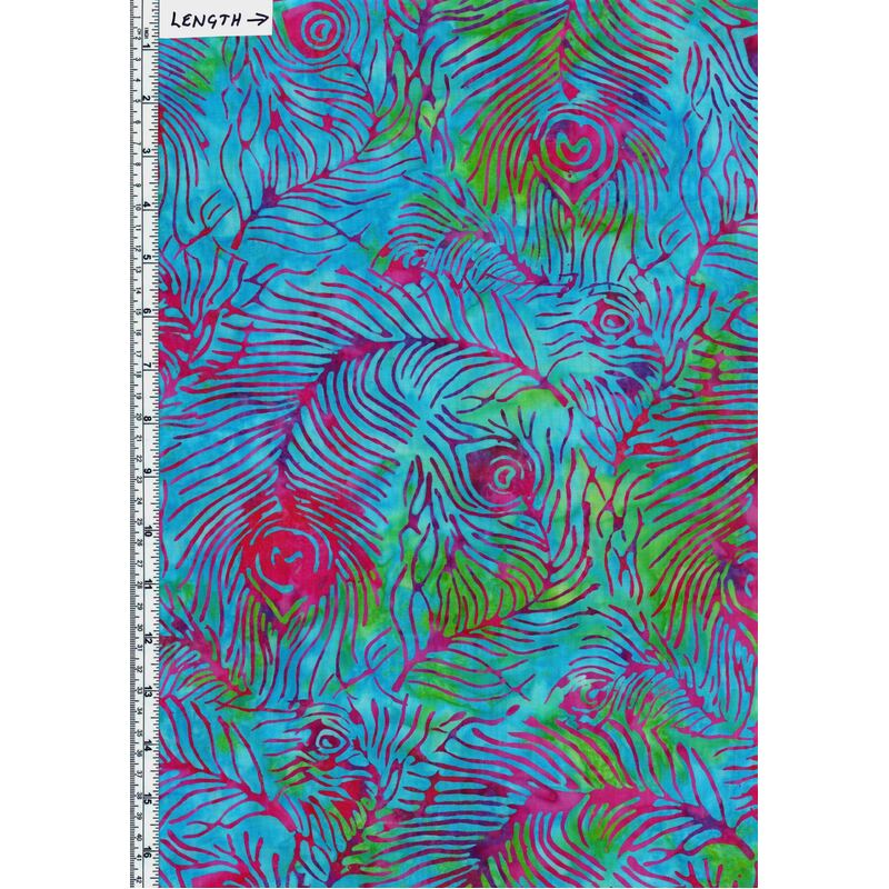 BA108-30 Fronds Multi, Deluxe Quilt backing 275cm Wide Per Metre