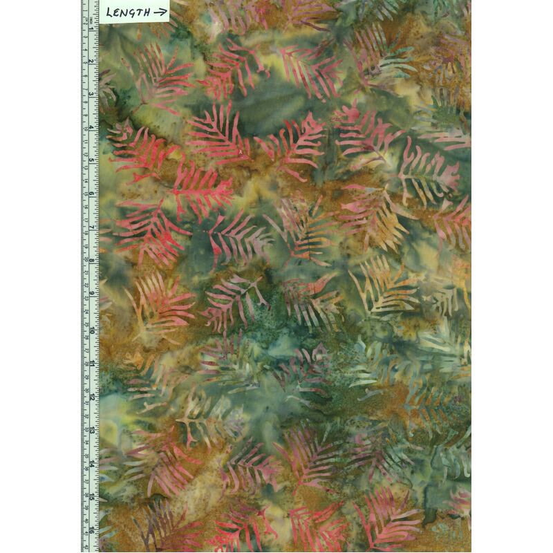 BA108-766 Fronds, Deluxe Batik Quilt Backing Fabric 275cm Wide Per Metre