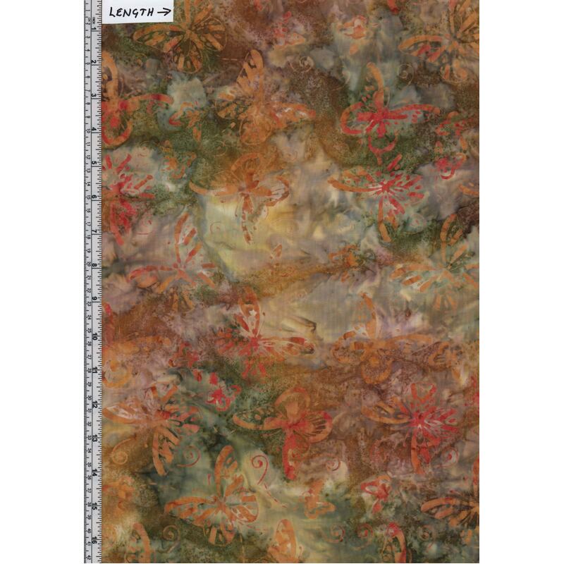 BA108-820 Butterfly Earth, Deluxe Batik Quilt Backing Fabric 275cm Wide Per Metre