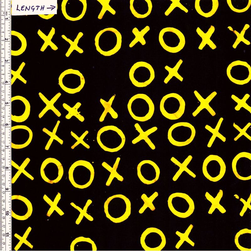 Batik Australia BA1275 Noughts & Crosses Yellow/Black 110cm Wide Cotton Fabric