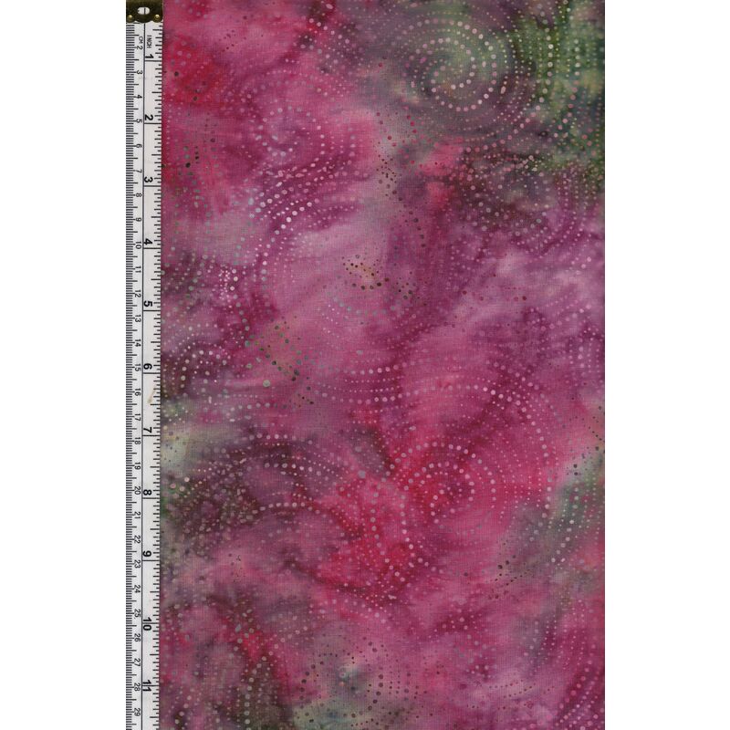 Batik Australia Fabric BA45-277 Swirl Dots Pink Green, 110cm Wide Per 50cm