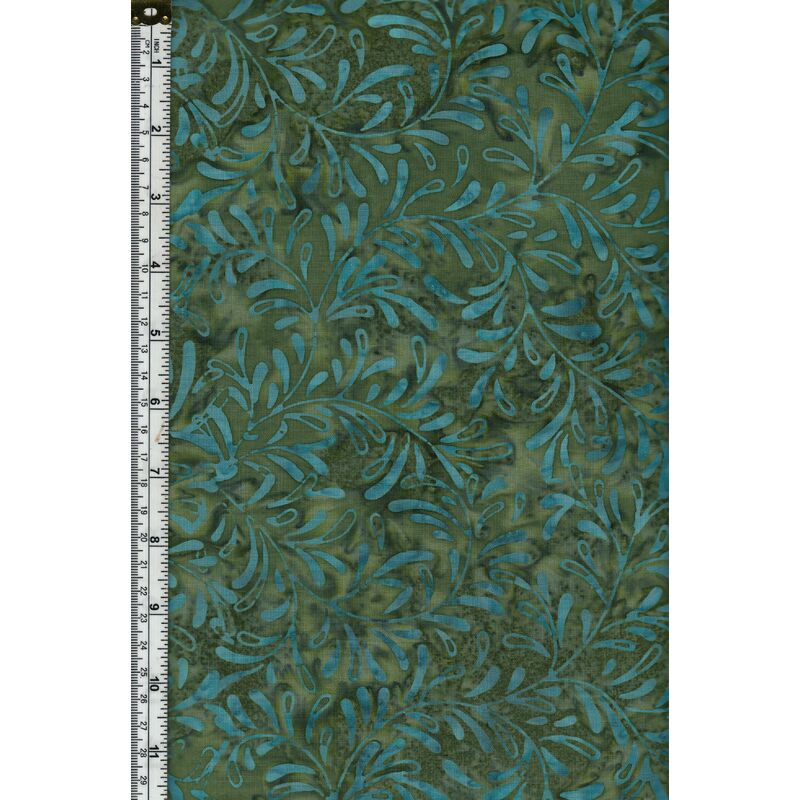 Batik Australia Fabric BA45-282 Fronds Blue Green, 110cm Wide Per 50cm (1/2 Metre)