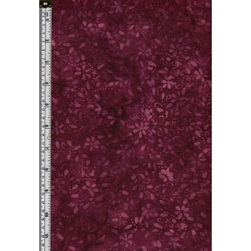 Batik Australia Fabric BA45-286 Fronds Dark Rose, 110cm Wide Per 50cm (1/2 Metre)