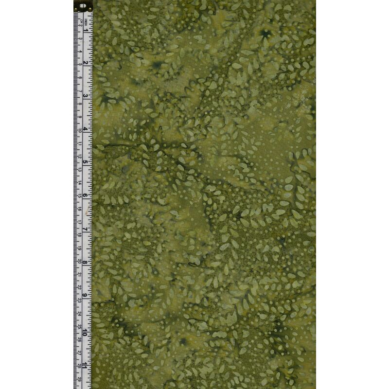 Batik Australia BA45-306 Fern Fronds Lt Army Green, 110cm Wide Cotton Fabric