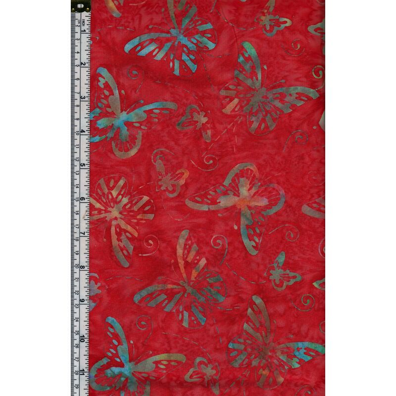 Batik Australia BA45-348 Butterflies Red 110cm Wide Cotton Fabric