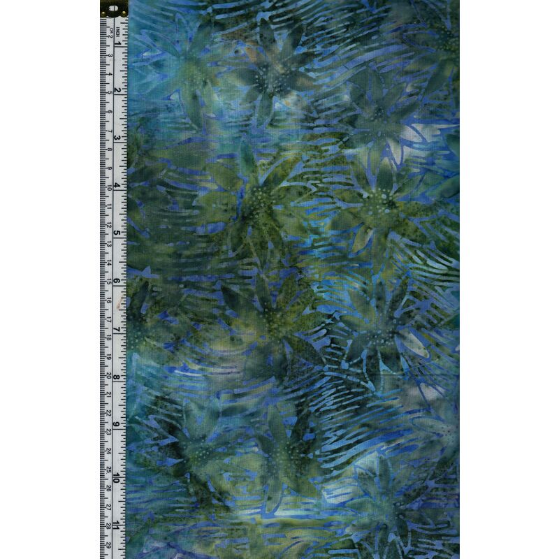 Batik Australia BA45-351 Floral Blue Green, 110cm Wide Per 50cm (1/2 Metre)