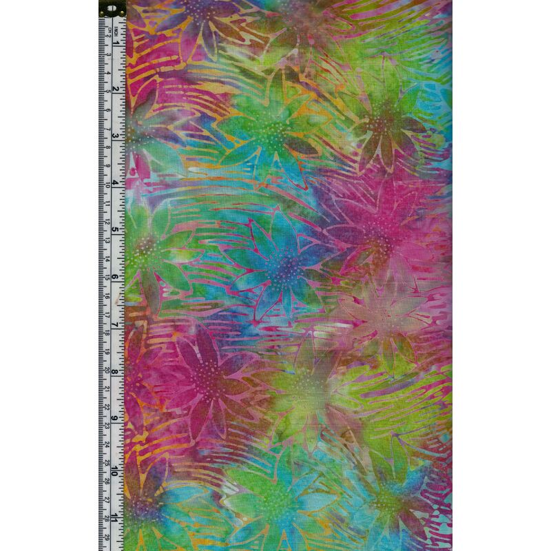 Batik Australia BA45-353 Multi Floral, 110cm Wide Per 50cm (1/2 Metre)