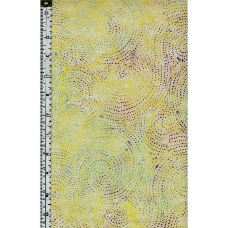 Batik Australia BA45-381 Swirl Dots Yellow, 110cm Wide Per 50cm (1/2 Metre)