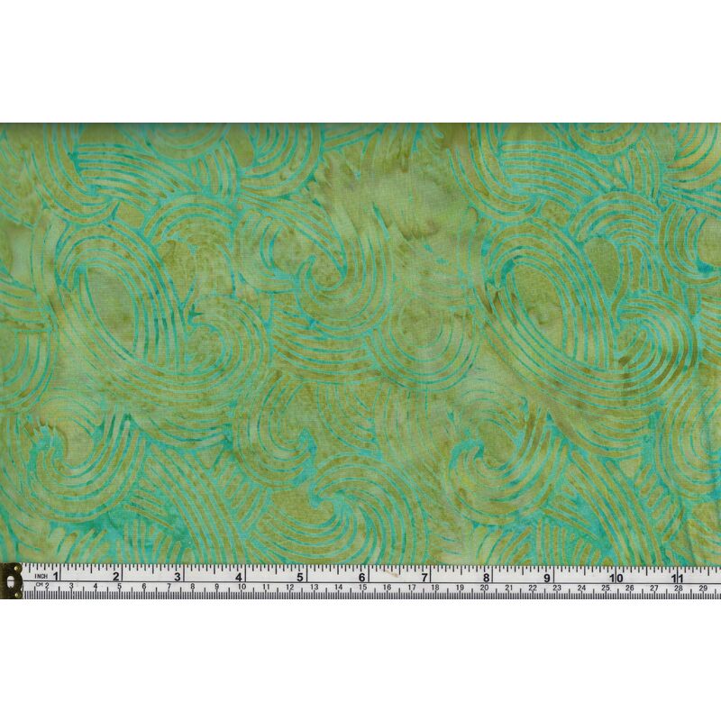 Batik Australia Designers Palette BA45-419 Green Swirl 110cm Wide Cotton Fabric