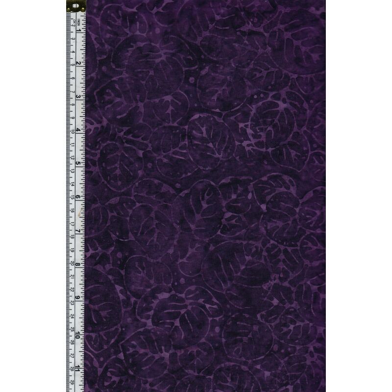22CM REMNANT Batik Australia Fabric BA45-437 Leaves Dark Purple 110cm Wide Cotton Fabric