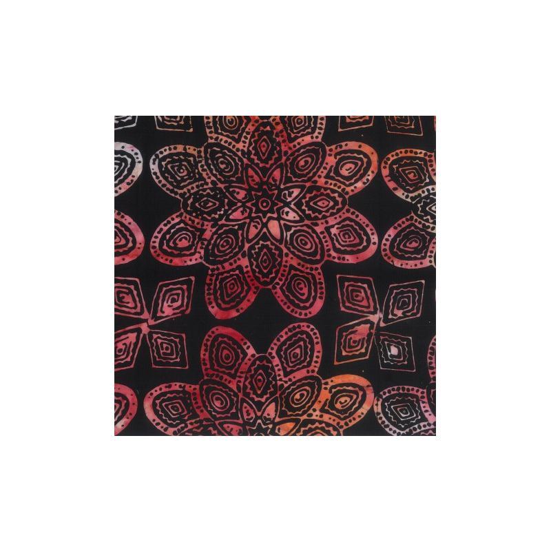 Batik #1528 Fire Charcoal Mandala, 112cm Wide by Batik Australia