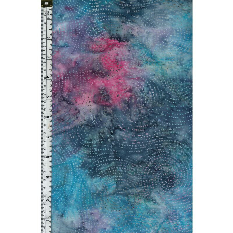 Batik Australia Fabric BA45-510 Swirl Dots Blue Pink, 110cm Wide Per 50cm