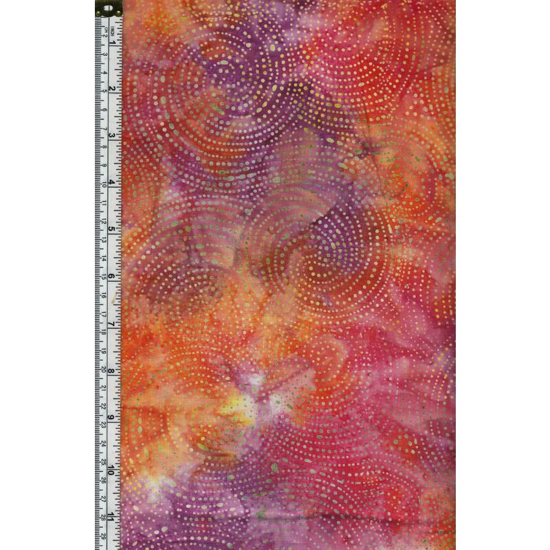 Batik Australia Fabric BA45-512 Swirl Dots Orange, 110cm Wide Per 50cm