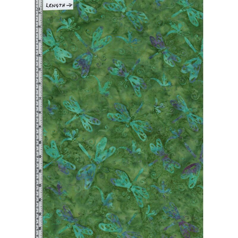 Batik Australia BA45-811 Bugs Dragonfly Bottle Green 110cm Wide Cotton Fabric