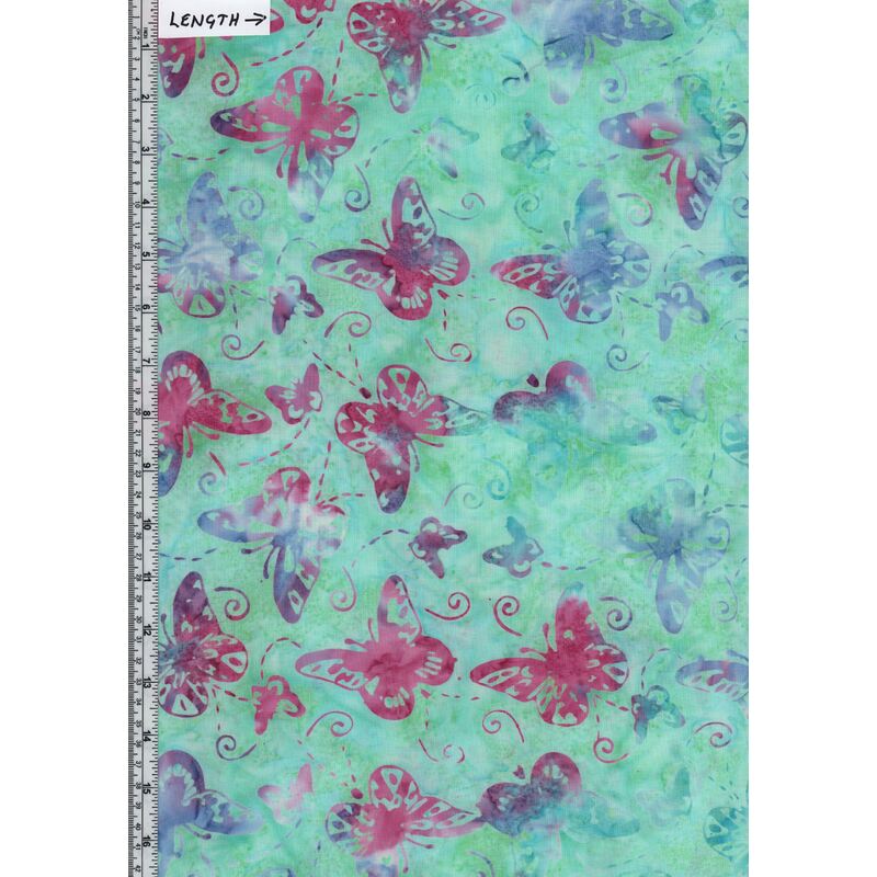Batik Australia BA45-819 Bugs Butterfly Aqua 110cm Wide Cotton Fabric