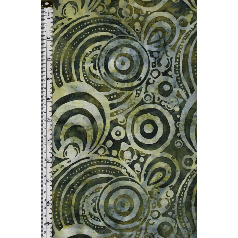 Batik Australia Fabric BA45-81 Circles Dark Green, 110cm Wide Per 50cm (1/2 Metre)
