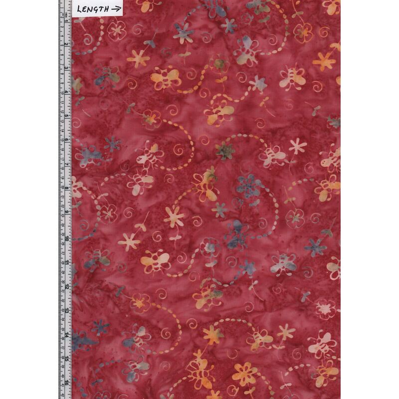 Batik Australia BA45-822 Bugs Bees Red 110cm Wide Cotton Fabric