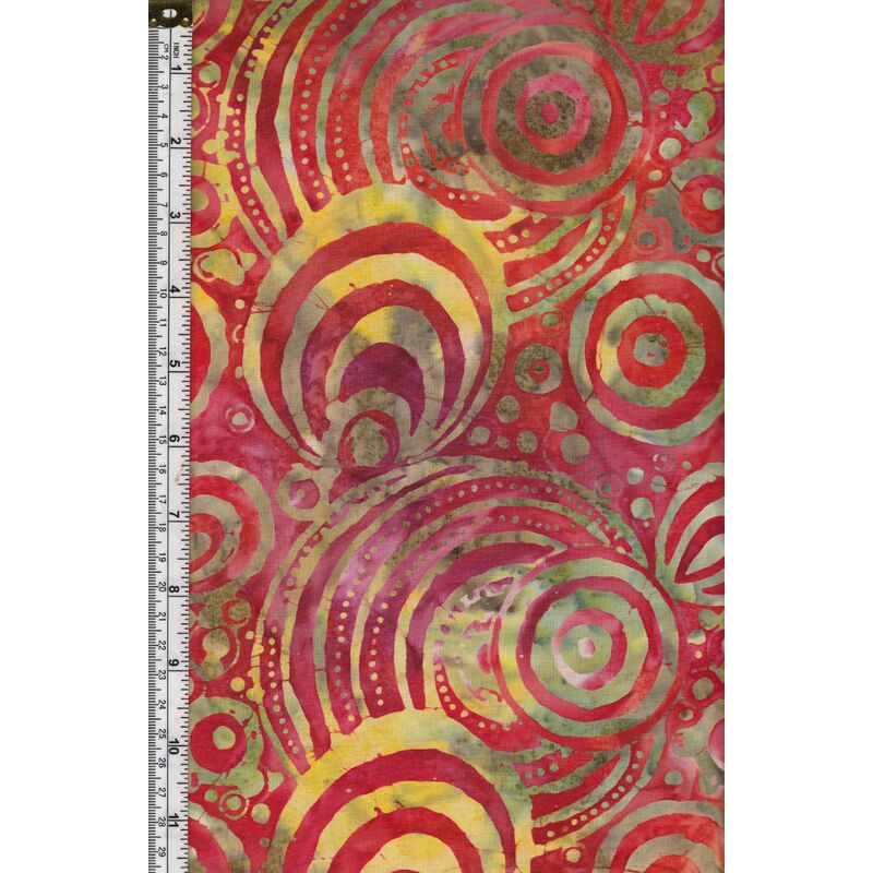 Batik Australia Fabric BA45-82 Circles Red, 110cm Wide Per 50cm (1/2 Metre)