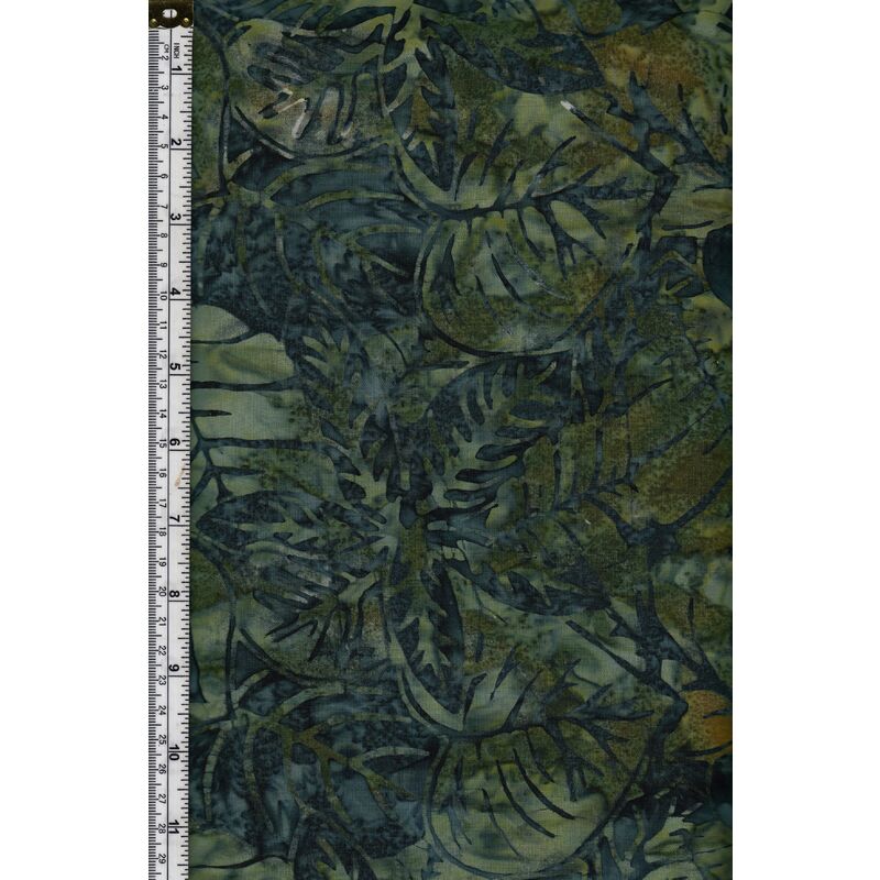 Batik Australia Fabric BA45-96 Leaves Deep Green, 110cm Wide Per 50cm (1/2 Metre)