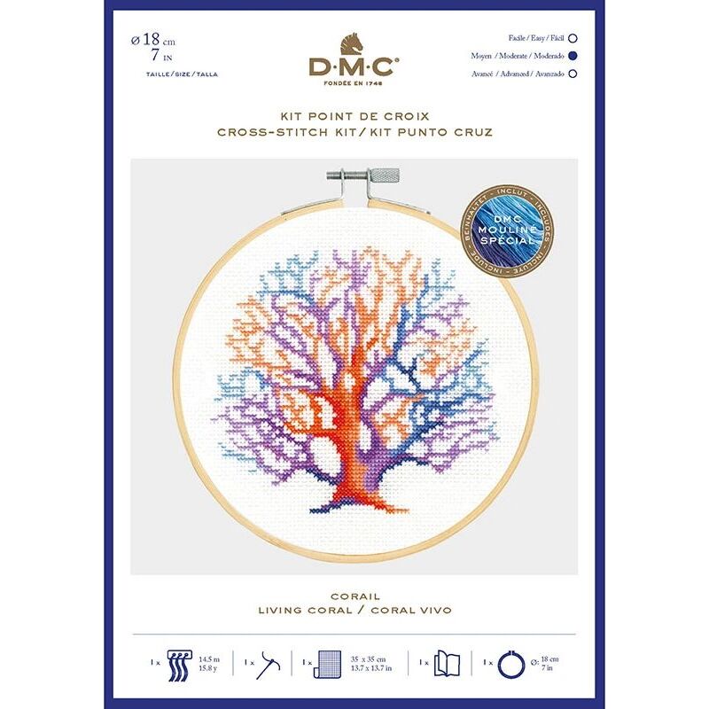 DMC LIVING CORAL Counted Cross Stitch Kit 17.5cm, 14ct Aida, BK1871