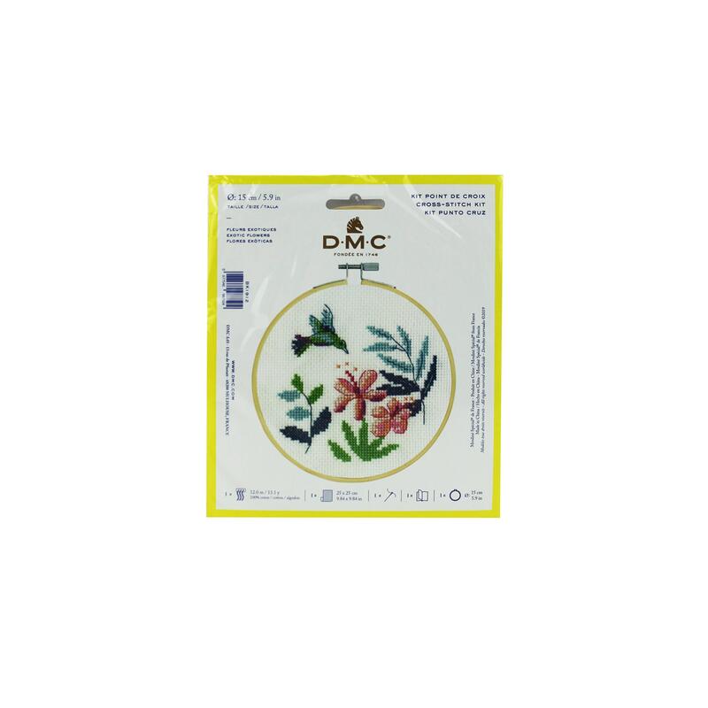 DMC EXOTIC FLOWERS Counted Cross Stitch Kit 15cm, BK1912