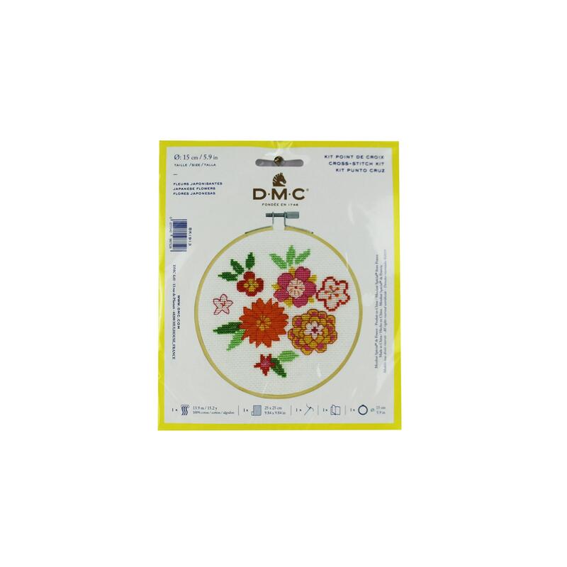 DMC JAPANESE FLOWERS Counted Cross Stitch Kit 15cm, BK1913