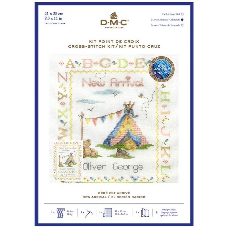 DMC NEW ARRIVAL Birth Record Counted Cross Stitch Kit 21 x 28cm, BK1921