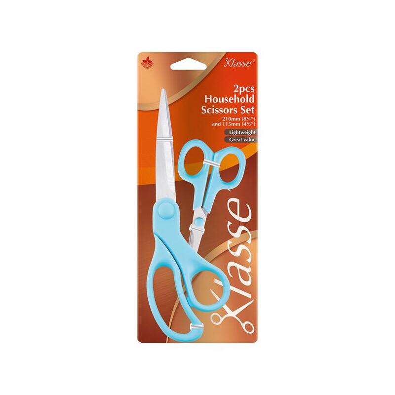 Klasse 2pc Household Scissors Set, 210mm (8 1/4") and 115mm (4 1/2") BK3520.BLUE