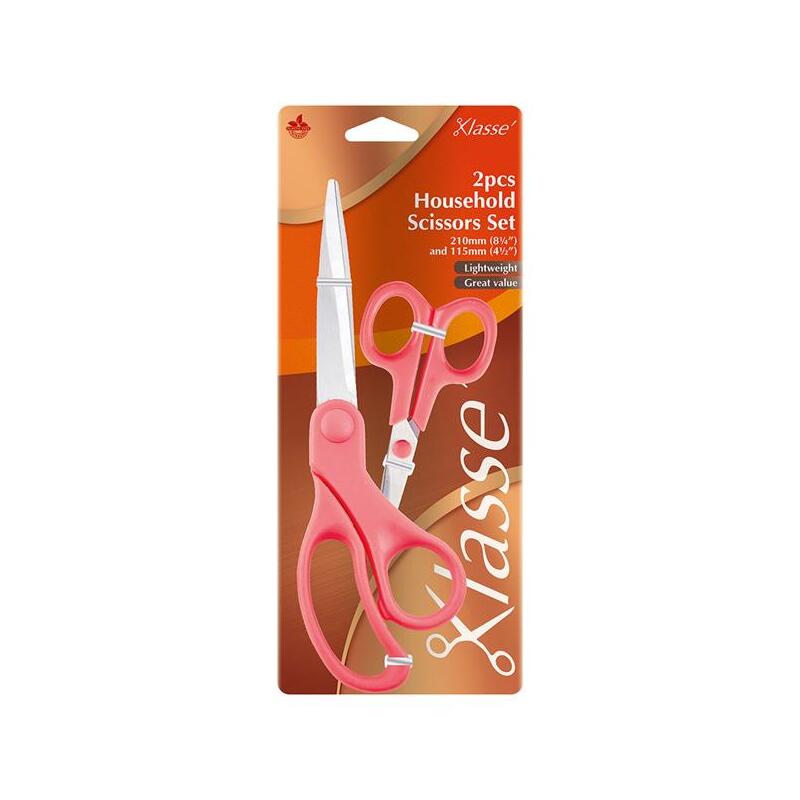 Klasse 2pc Household Scissors Set, 210mm (8 1/4") and 115mm (4 1/2") BK3520.PINK