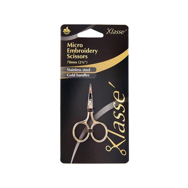 Klasse Micro Embroidery Scissors 70mm, Gold Handles, Stainless Steel BK4602