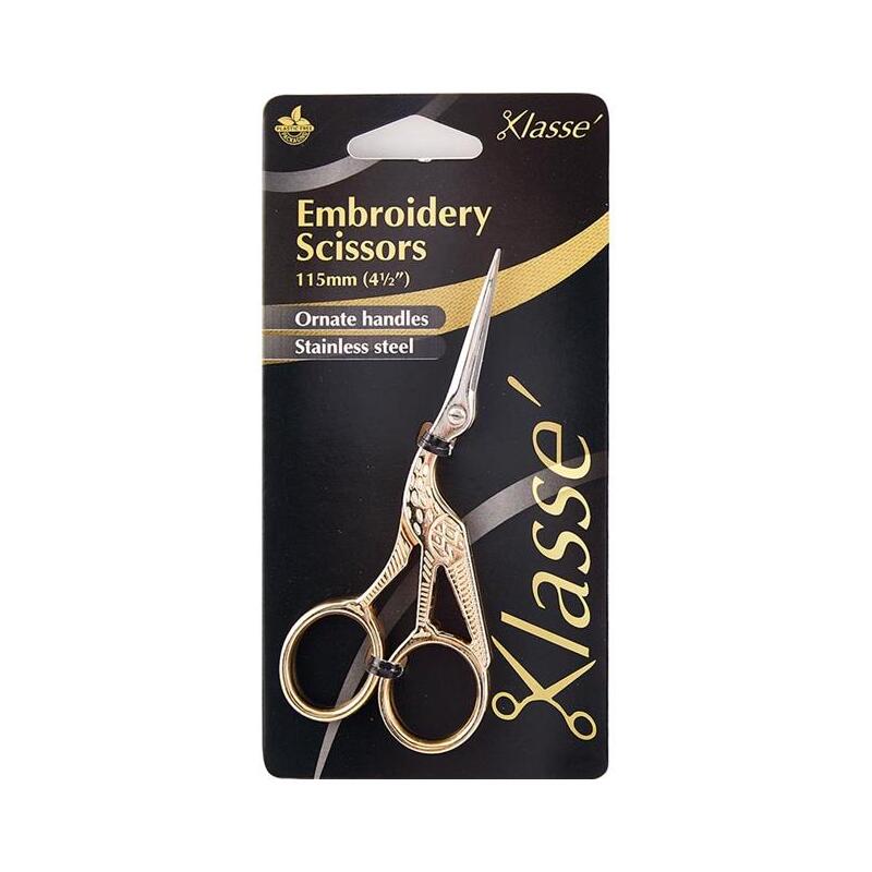 Klasse Stork Embroidery Scissors 115mm, Ornate Stainless Steel BK4704