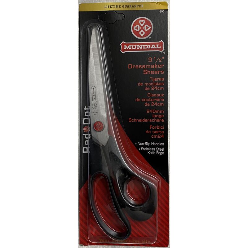 Dressmaking Shears 240mm (9 1/2") MUNDIAL, Non-Slip Handles, Knife Edge Scissors