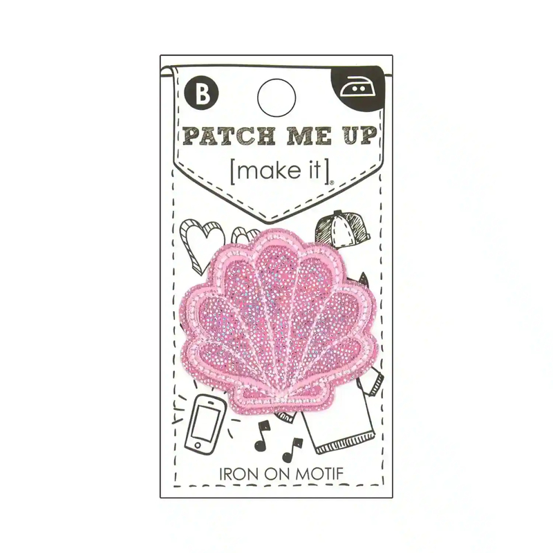 PINK CLAM SHELL Iron On Motif 4cm x 4cm - Patch Me Up by Make It BM6927