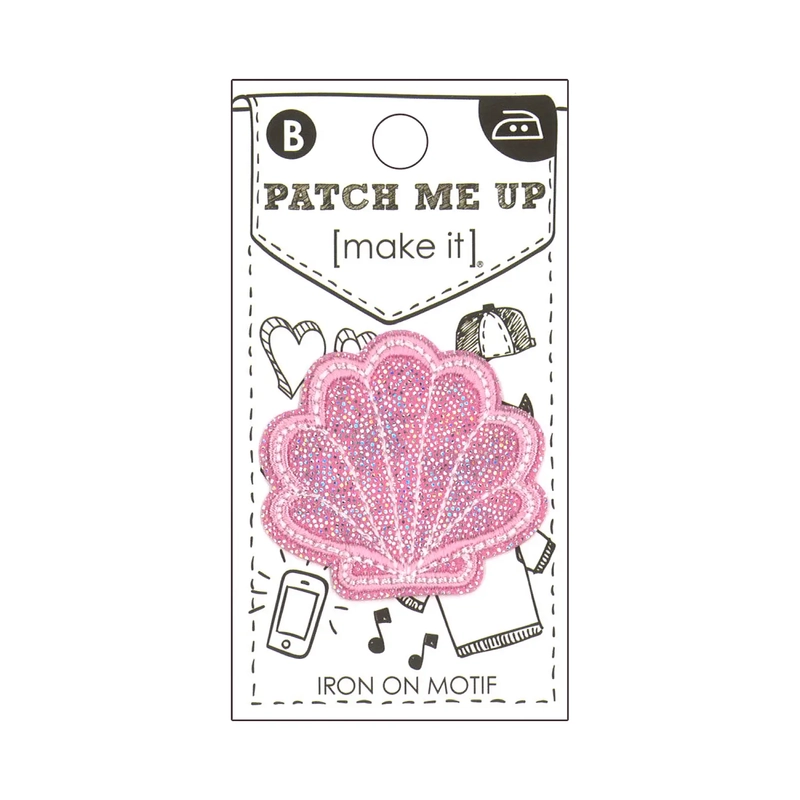 PINK CLAM SHELL Iron On Motif 4cm x 4cm - Patch Me Up by Make It BM6927