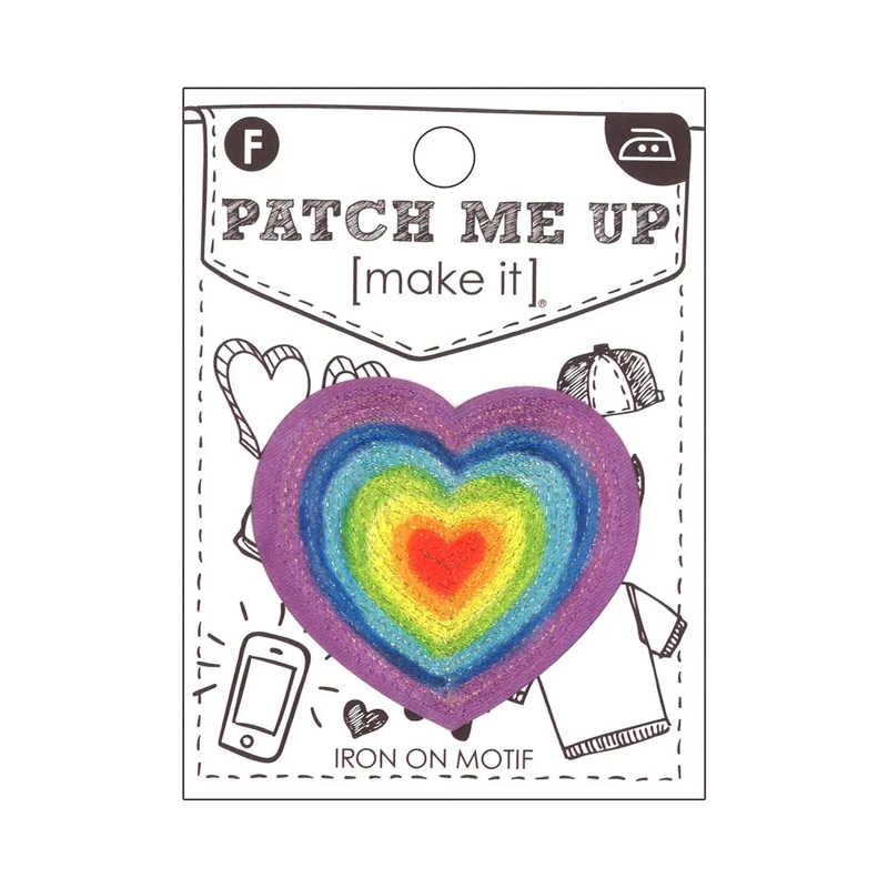 RAINBOW HEART Motif Iron-On 5.4cm x 5cm - Patch Me Up by Make It BM6970