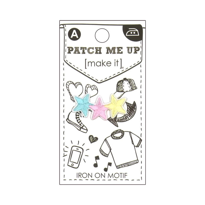 THREE STARS Iron On Motif 3.1cm x 1.4cm - Patch Me Up by Make It BM7008